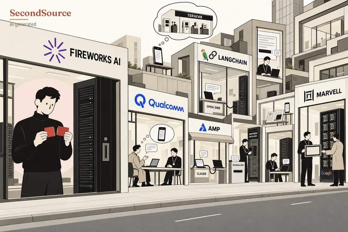 Today's front-page cartoon (AI-generated): one street scene with a corner for each of today's stories.