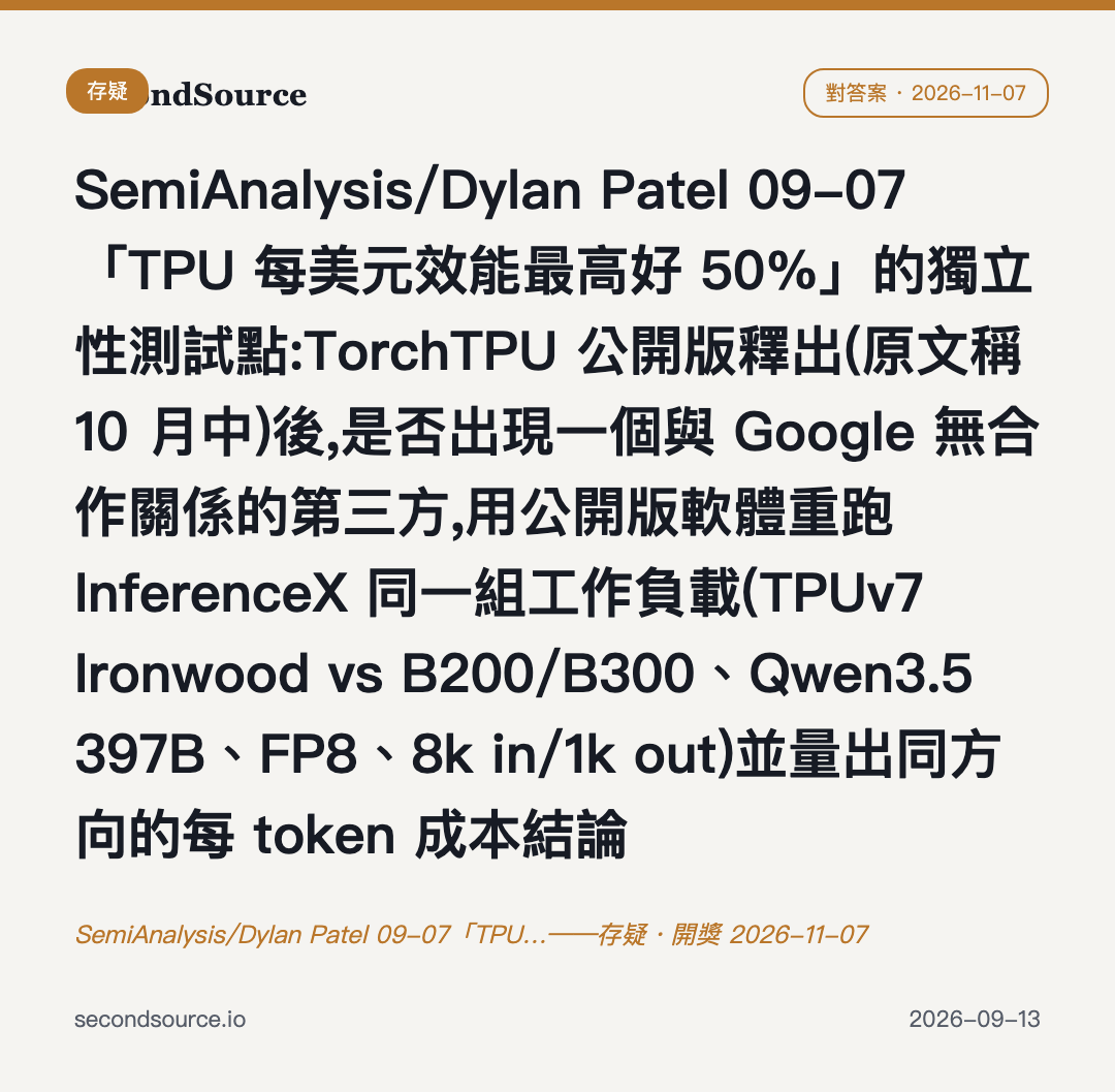 SemiAnalysis/Dylan Patel 09-07「TPU…——存疑・開獎 2026-11-07
